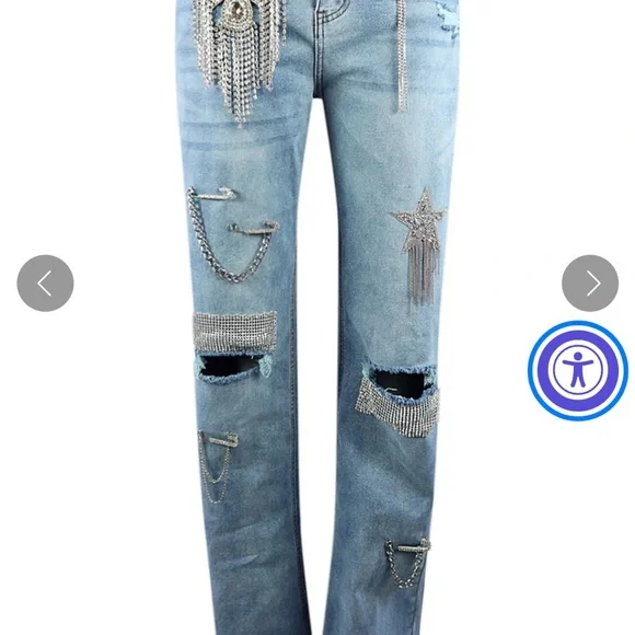 Secret Gem Rhinestone Jeans - Picture 3 of 6